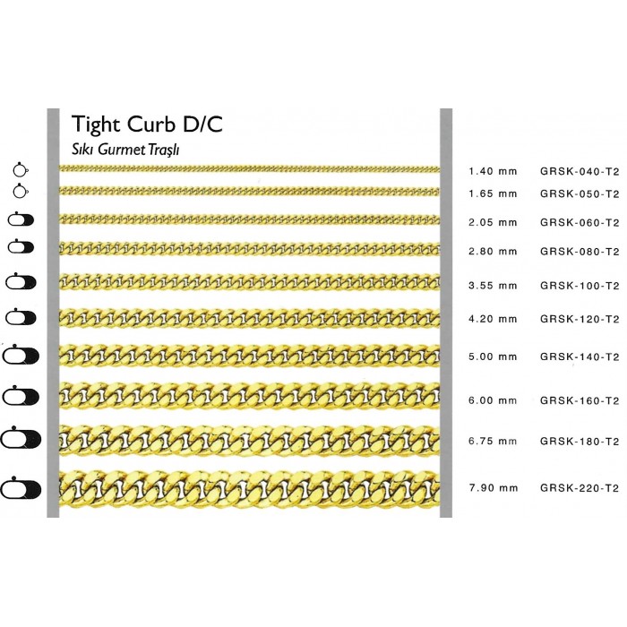 Tight Curb D/C 1,4 mm 45 cm 1,25 gr 14 K 585
